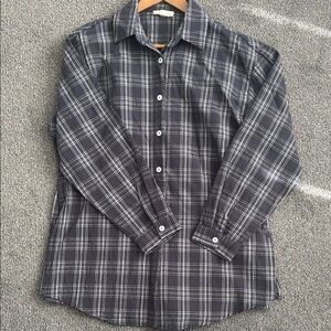 Women's Flannel Romper Long Sleeve Collared Button Down 90s Size Small